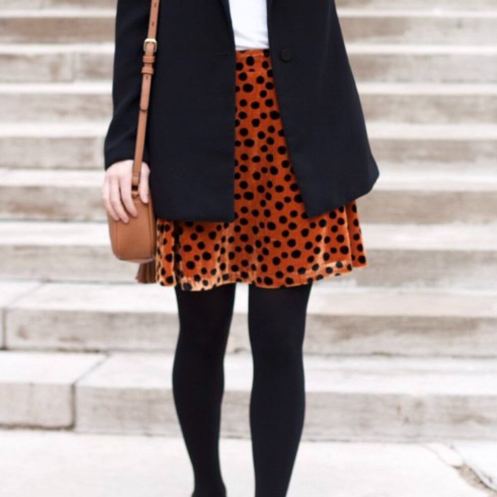 Madewell Velvet Circle Mini polka Dot Skirt, Size 6